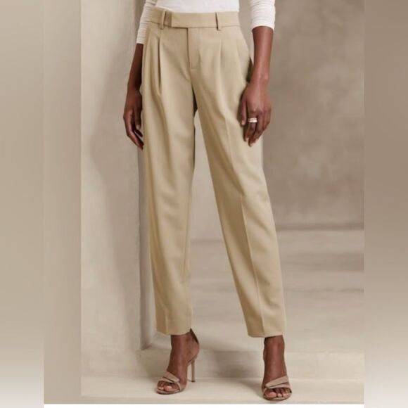 Banana Republic Vasto Pleated Italian Wool Pant Tan/Khaki size 14 - Picture 3 of 7